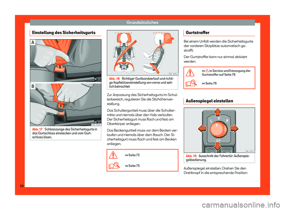 Seat Arona 2019  Betriebsanleitung (in German) Grunds