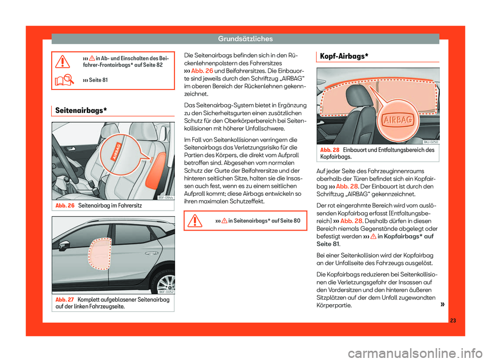 Seat Arona 2019  Betriebsanleitung (in German) Grunds