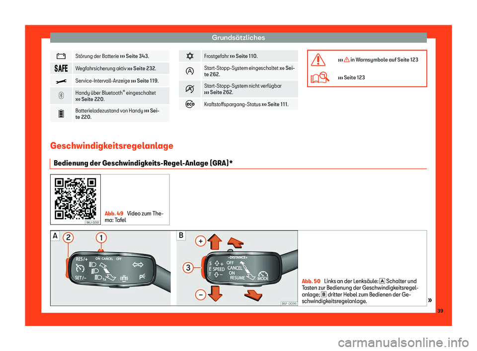 Seat Arona 2019  Betriebsanleitung (in German) Grunds