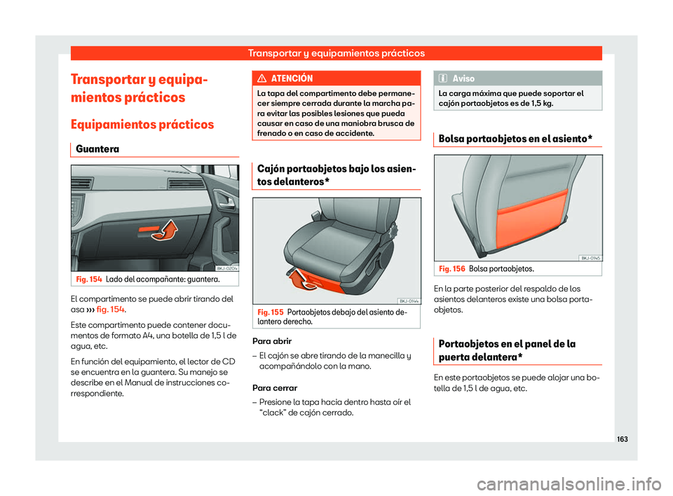 Seat Arona 2019  Manual del propietario (in Spanish) Transportar y equipamientos pr