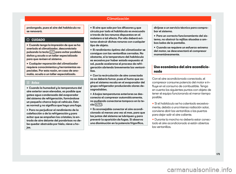 Seat Arona 2019 Manual del propietario (in Spanish) Climatizaci Seat Arona 2019 Manual del propietario (in Spanish) Climatizaci