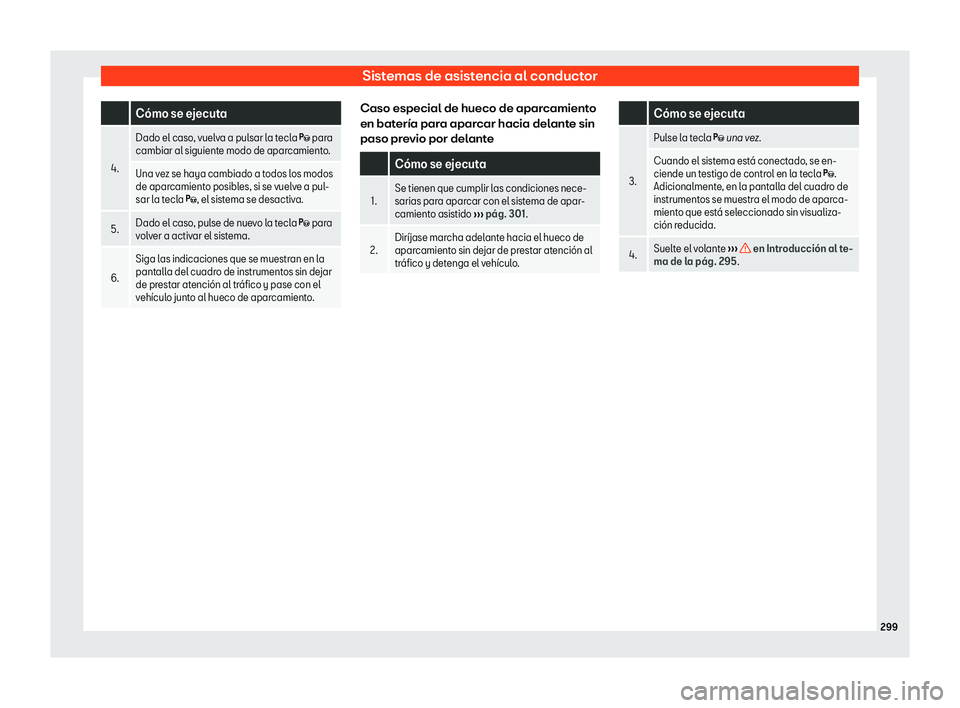 Seat Arona 2019  Manual del propietario (in Spanish) Sistemas de asistencia al conductor
  C