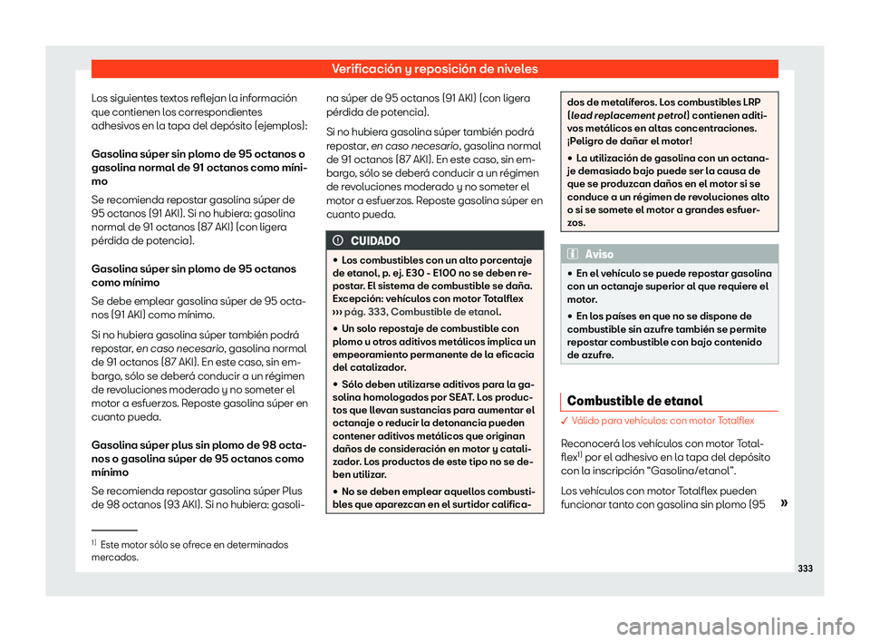 Seat Arona 2019 Manual del propietario (in Spanish) Verificaci Seat Arona 2019 Manual del propietario (in Spanish) Verificaci