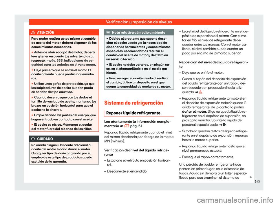 Seat Arona 2019 Manual del propietario (in Spanish) Verificaci Seat Arona 2019 Manual del propietario (in Spanish) Verificaci