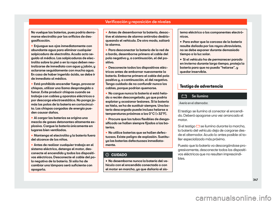 Seat Arona 2019 Manual del propietario (in Spanish) Verificaci Seat Arona 2019 Manual del propietario (in Spanish) Verificaci