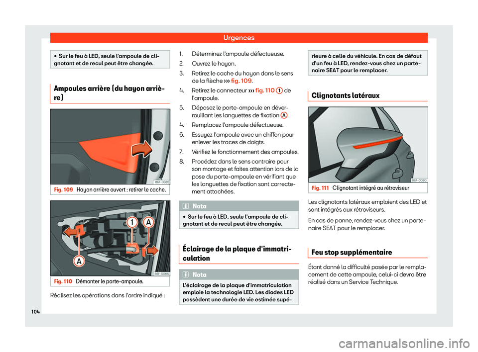 Seat Arona 2019  Manuel du propriétaire (in French)  Urgences
