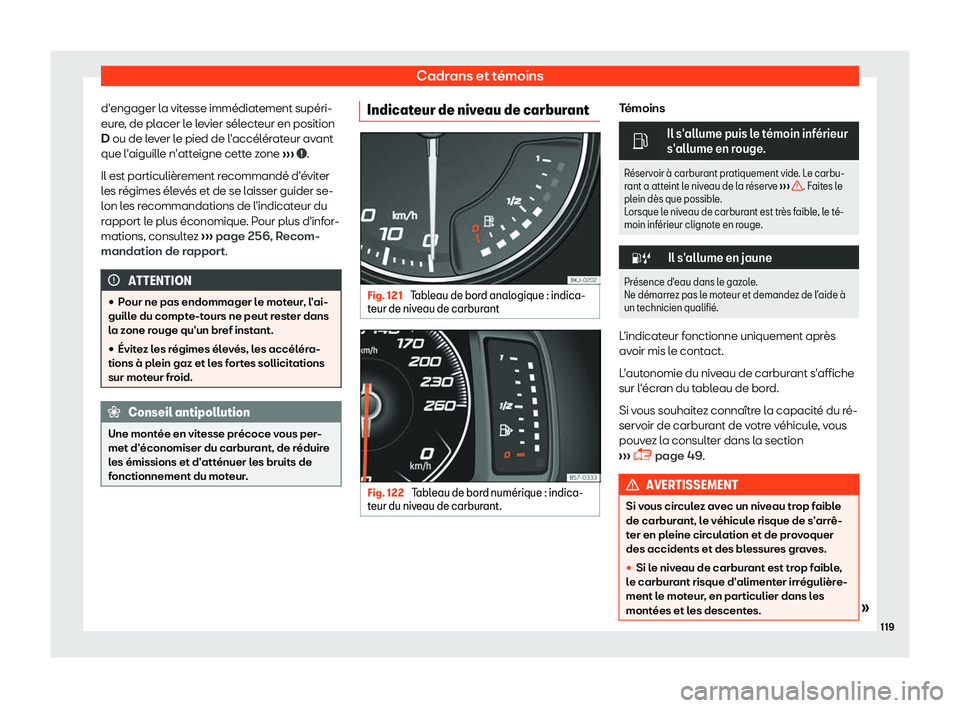 Seat Arona 2019  Manuel du propriétaire (in French)  Cadrans et t