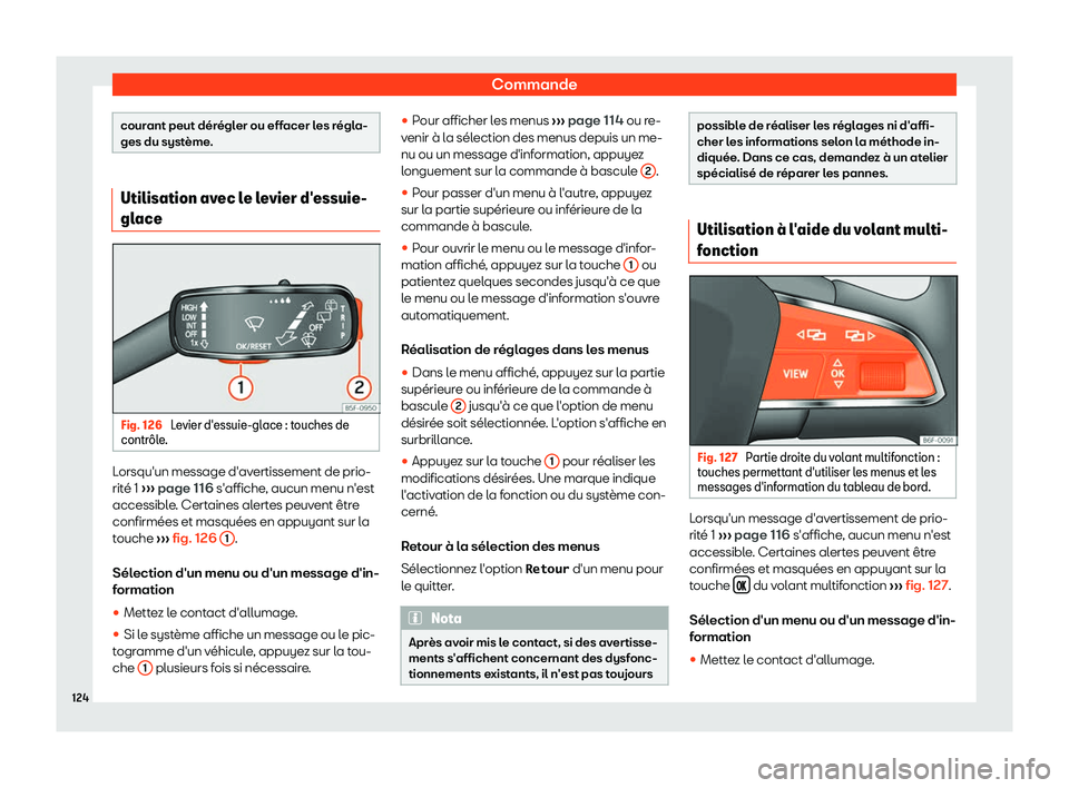 Seat Arona 2019  Manuel du propriétaire (in French)  Commande
courant peut d