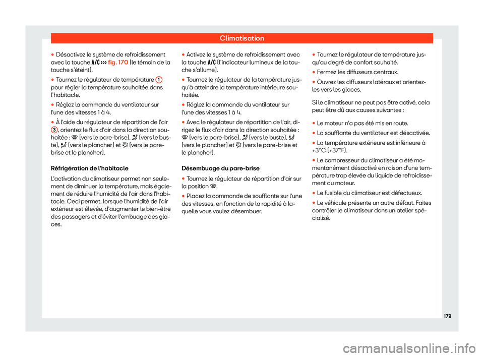 Seat Arona 2019  Manuel du propriétaire (in French)  Climatisation
