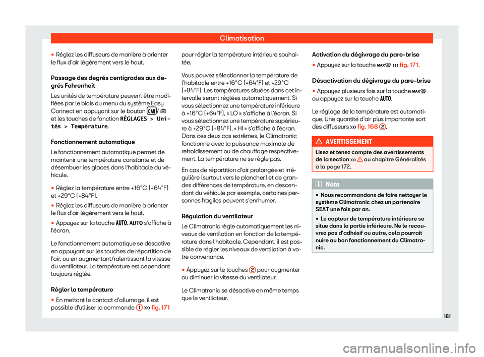 Seat Arona 2019  Manuel du propriétaire (in French)  Climatisation
