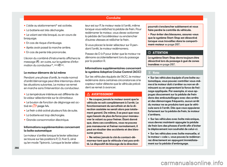 Seat Arona 2019  Manuel du propriétaire (in French)  Conduite
