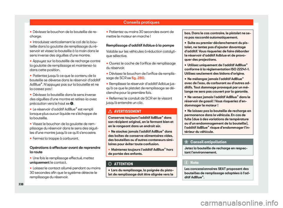 Seat Arona 2019  Manuel du propriétaire (in French)  Conseils pratiques
