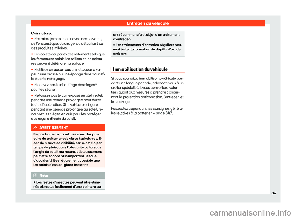 Seat Arona 2019  Manuel du propriétaire (in French)  Entretien du v