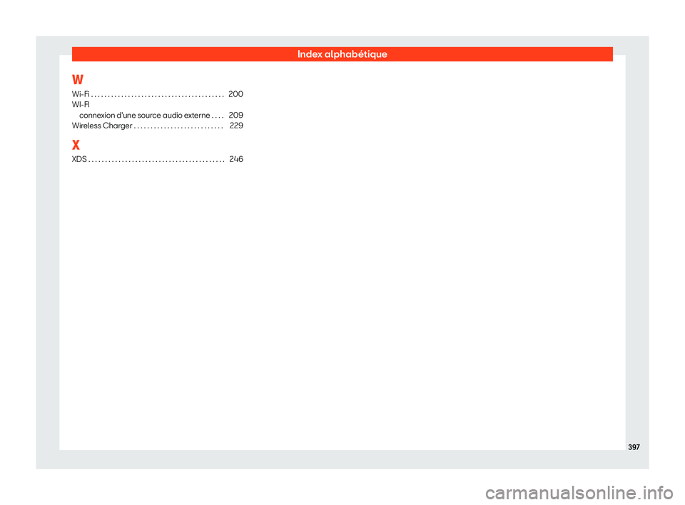 Seat Arona 2019 Manuel du propriétaire (in French) Index alphab Seat Arona 2019 Manuel du propriétaire (in French) Index alphab