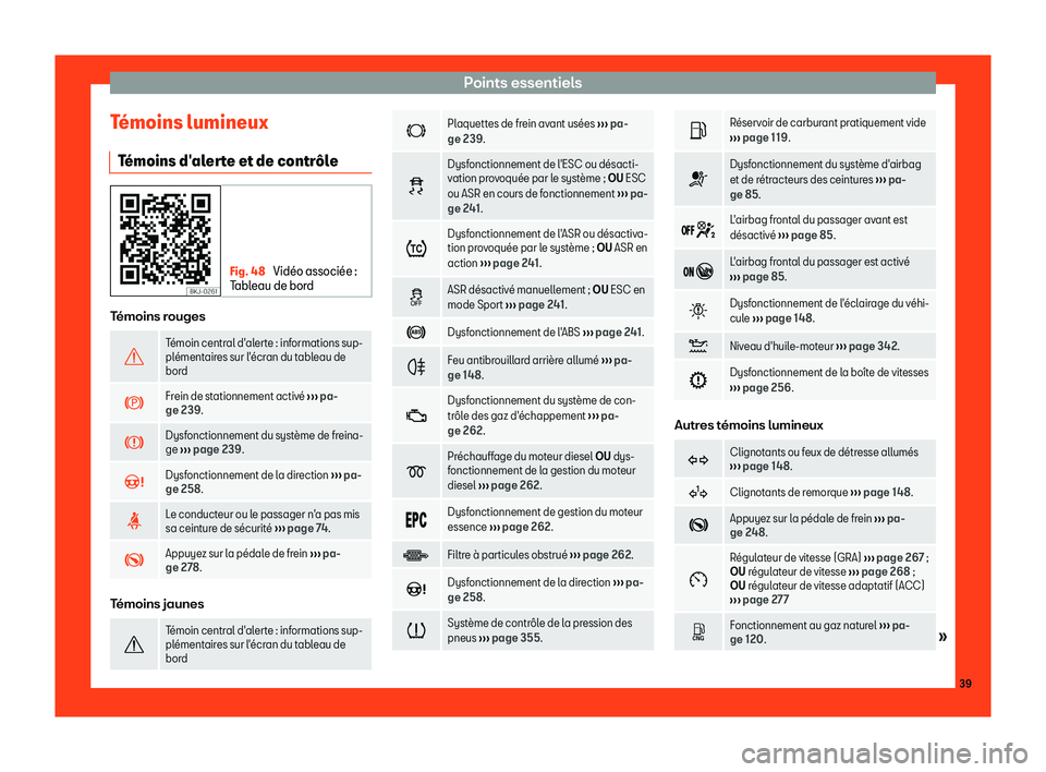 Seat Arona 2019  Manuel du propriétaire (in French)  Points essentiels
T