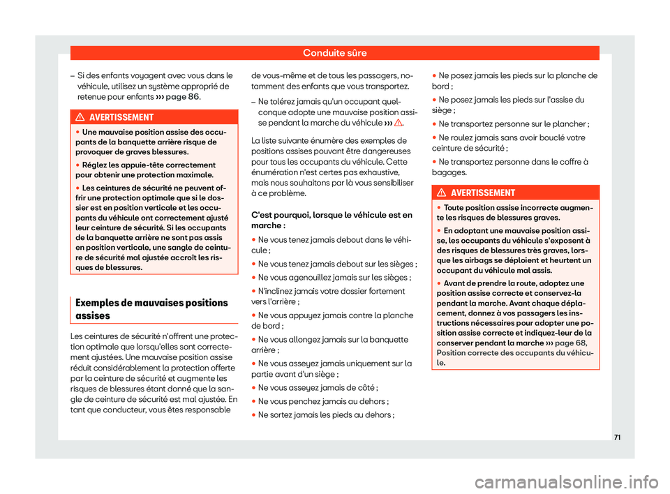 Seat Arona 2019 Manuel du propriétaire (in French) Conduite s Seat Arona 2019 Manuel du propriétaire (in French) Conduite s