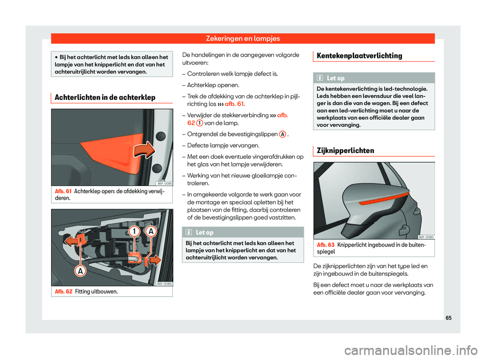 Seat Arona 2019  Handleiding (in Dutch) Zekeringen en lampjes
