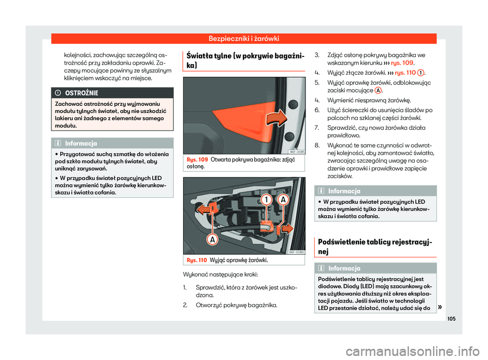Seat Arona 2019  Instrukcja Obsługi (in Polish) Bezpieczniki i 