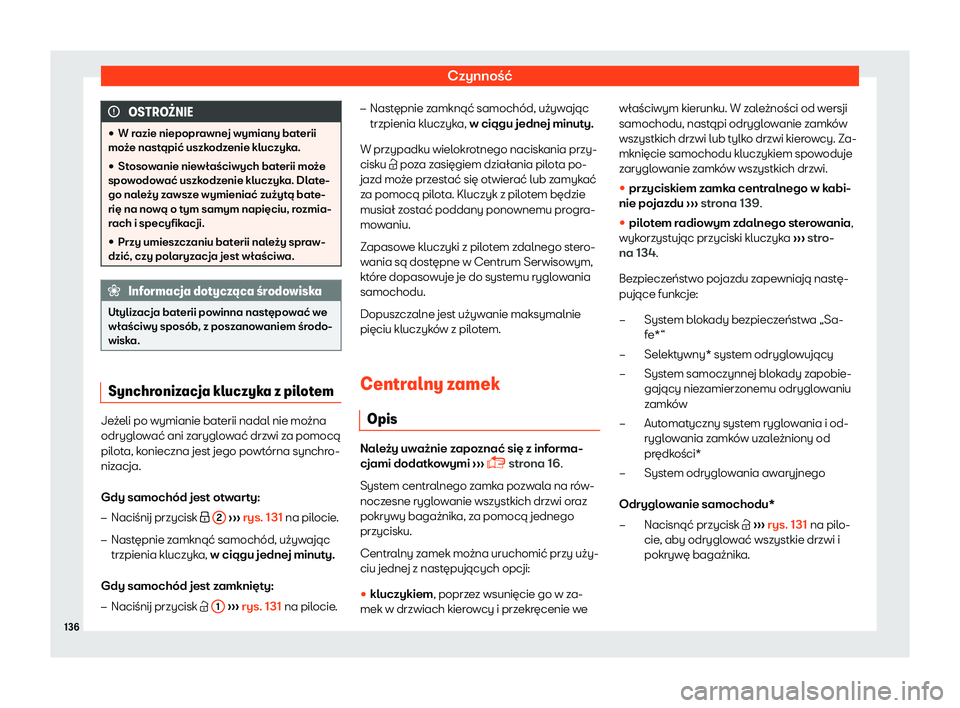 Seat Arona 2019  Instrukcja Obsługi (in Polish) Czynno