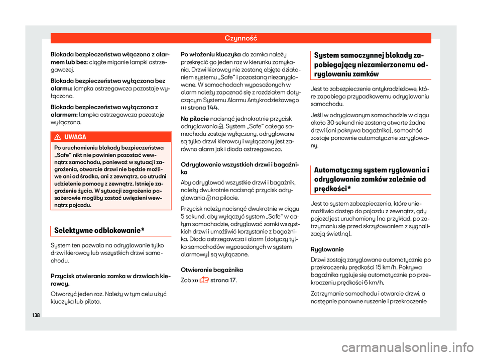 Seat Arona 2019  Instrukcja Obsługi (in Polish) Czynno