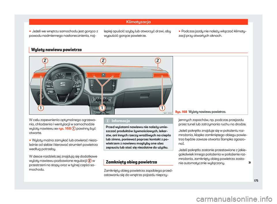 Seat Arona 2019  Instrukcja Obsługi (in Polish) Klimatyzacja
