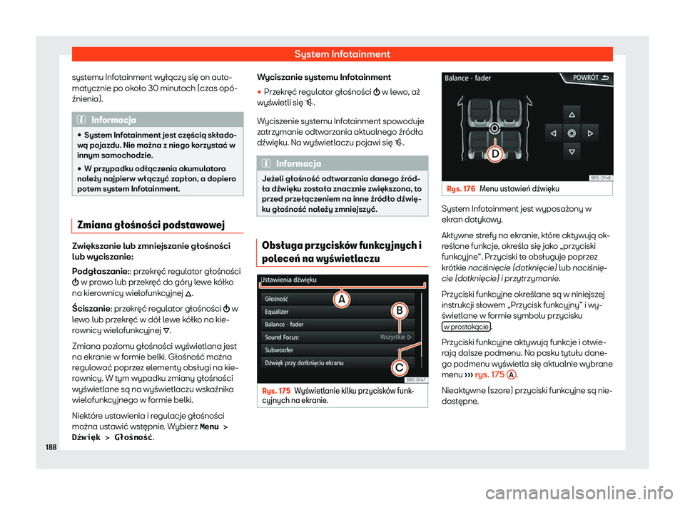 Seat Arona 2019  Instrukcja Obsługi (in Polish) System Infotainment
systemu Infotainment wy