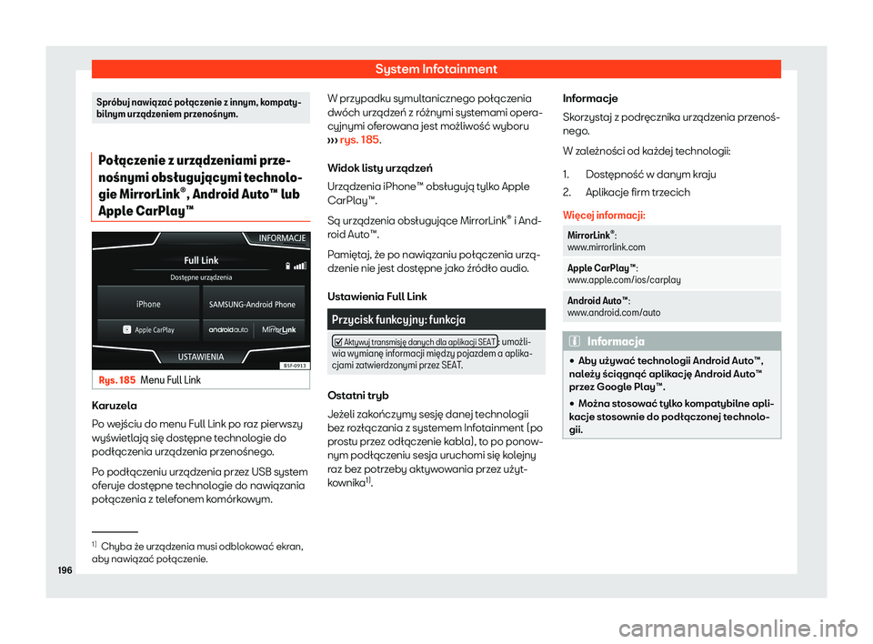 Seat Arona 2019  Instrukcja Obsługi (in Polish) System Infotainment
Spr