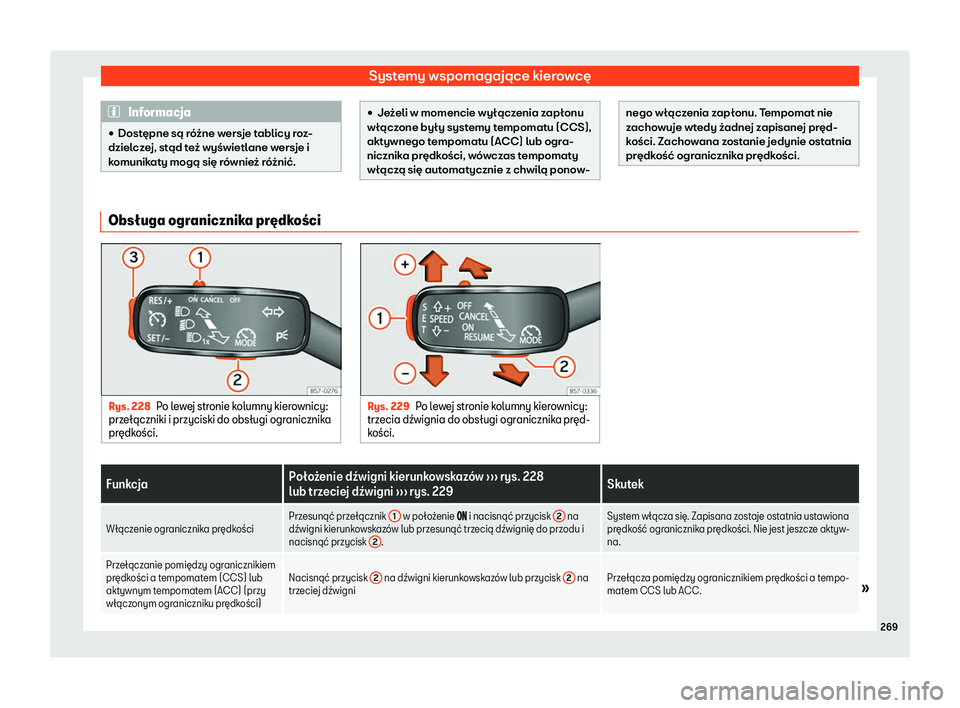 Seat Arona 2019  Instrukcja Obsługi (in Polish) Systemy wspomagaj