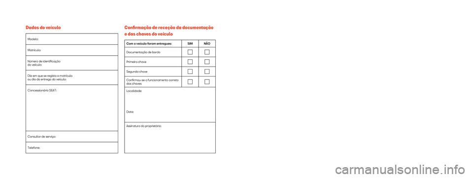 Seat Arona 2019  Manual do proprietário (in Portuguese)  SEAT S.A. preocupa-se por manter um constante desenvolvimento dos seus tipos e modelos. Pedimos que compreenda que devemos 
reservar-nos o direito de efectuar modificações, em qualquer momento, na f