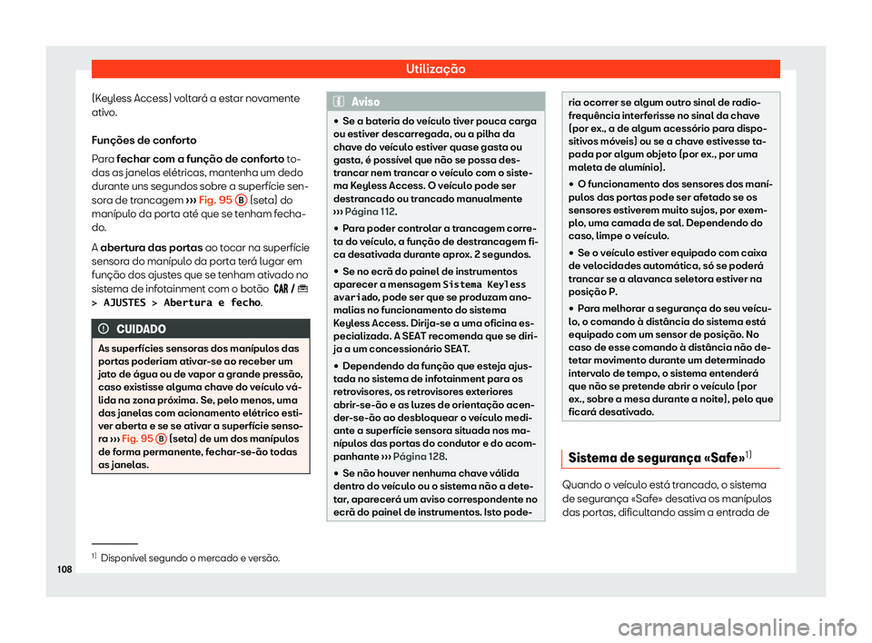 Seat Arona 2019  Manual do proprietário (in Portuguese)  Utiliza