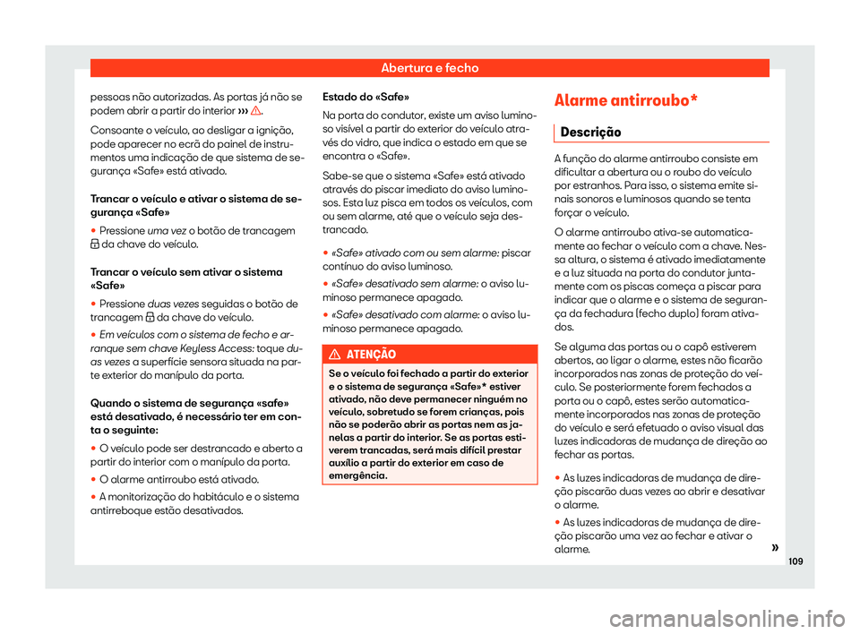Seat Arona 2019  Manual do proprietário (in Portuguese)  Abertura e fecho
pessoas n