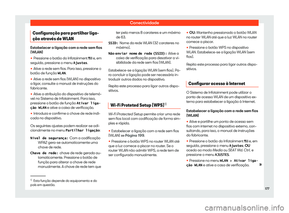 Seat Arona 2019  Manual do proprietário (in Portuguese)  Conectividade
Configura