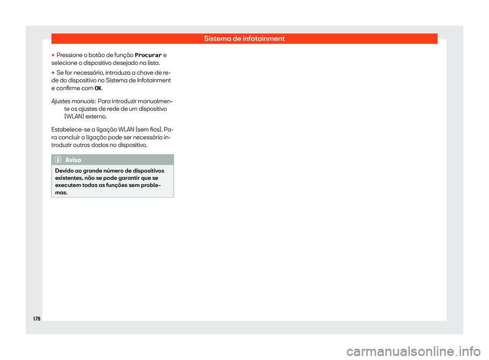 Seat Arona 2019  Manual do proprietário (in Portuguese)  Sistema de infotainment
