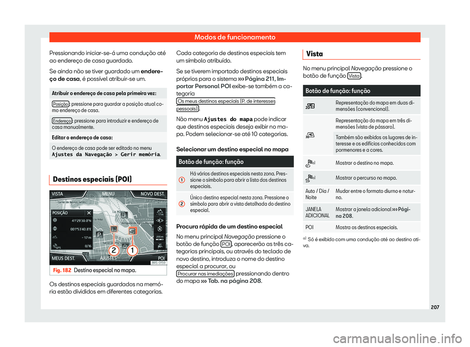 Seat Arona 2019  Manual do proprietário (in Portuguese)  Modos de funcionamento
Pressionando iniciar-se-