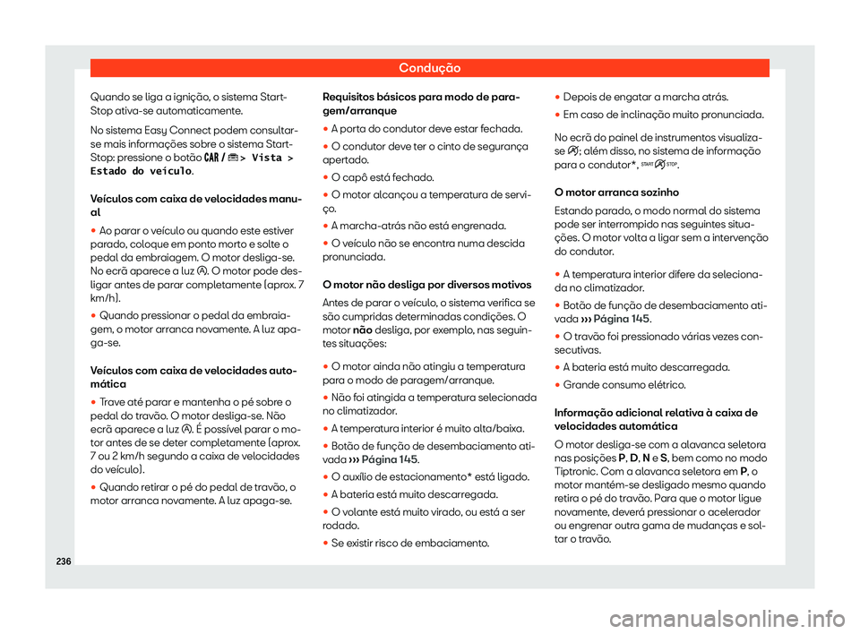 Seat Arona 2019  Manual do proprietário (in Portuguese)  Condu