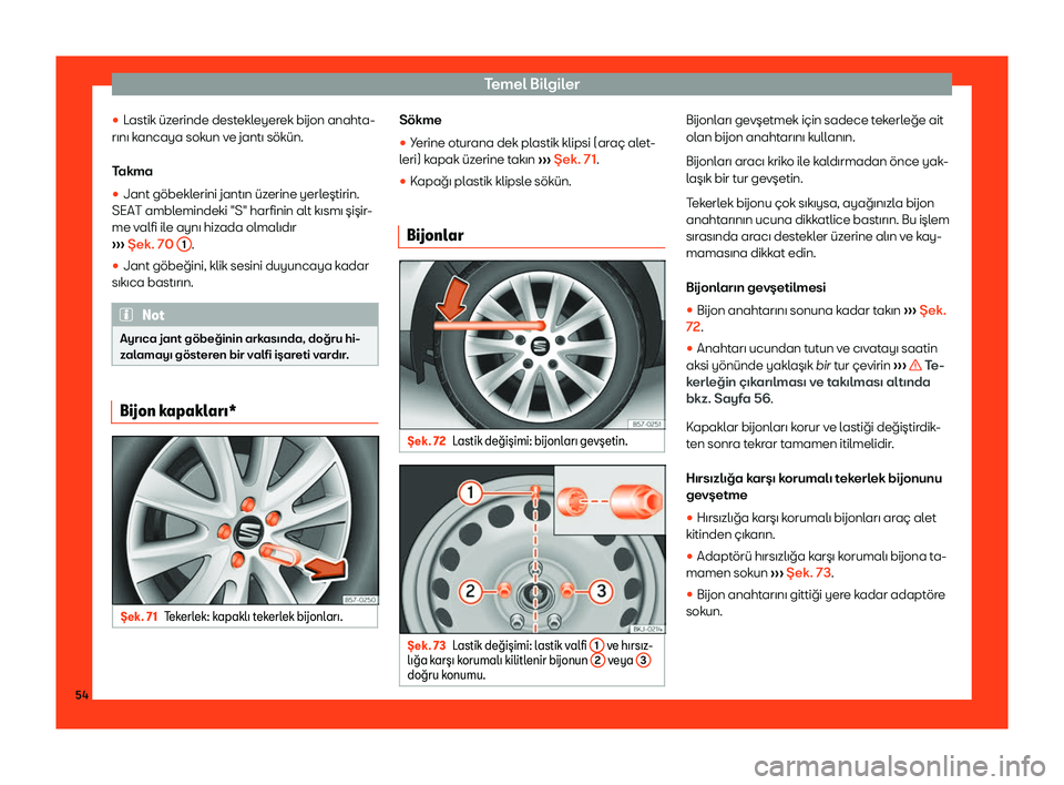 Seat Arona 2019  Kullanım Kılavuzu (in Turkish) Temel B