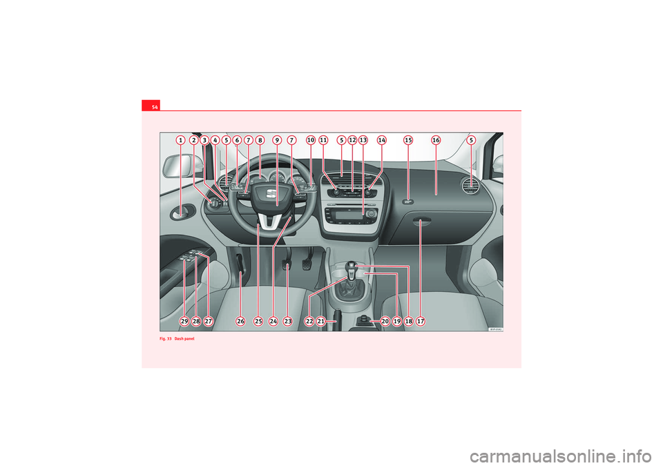 Seat Altea XL 2011 Workshop Manual 54
Fig. 33  Dash panelAlteaXL_EN.book  Seite 54  Donnerstag, 9. September 2010  12:13 12 