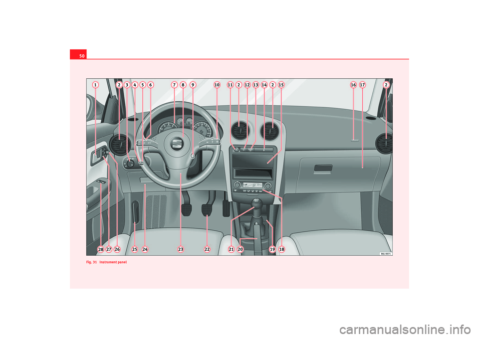 Seat Cordoba 2006 Workshop Manual 50
Fig. 31 Instrument panelcordoba_ingles Seite 50 Freitag, 7. Oktober 2005 6:00 18 Seat Cordoba 2006 Workshop Manual 50
Fig. 31 Instrument panelcordoba_ingles Seite 50 Freitag, 7. Oktober 2005 6:00 18