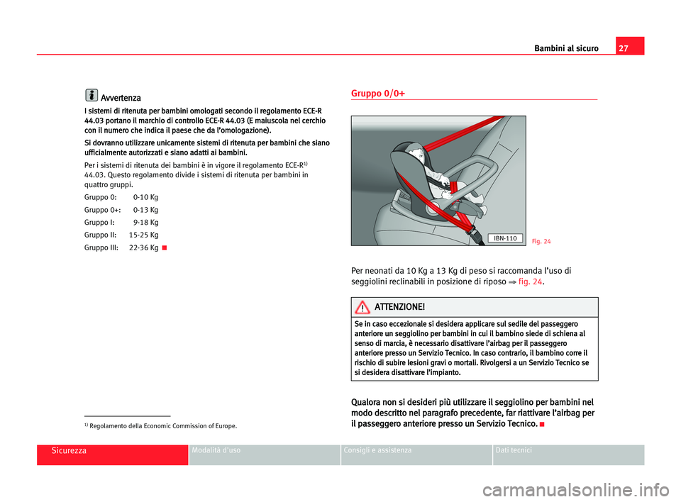 Seat Cordoba 2005  Manuale del proprietario (in Italian) Bambini al sicuro27
SicurezzaModalità d'uso Consigli e assistenza Dati tecnici
A Av
vv
ve
er
rt
te
en
nz
za
a
I
I ssi
is
st
te
em
mi
i ddi
i rri
it
te
en
nu
ut
ta
a ppe
er
r bba
am
mb
bi
in
ni
i 