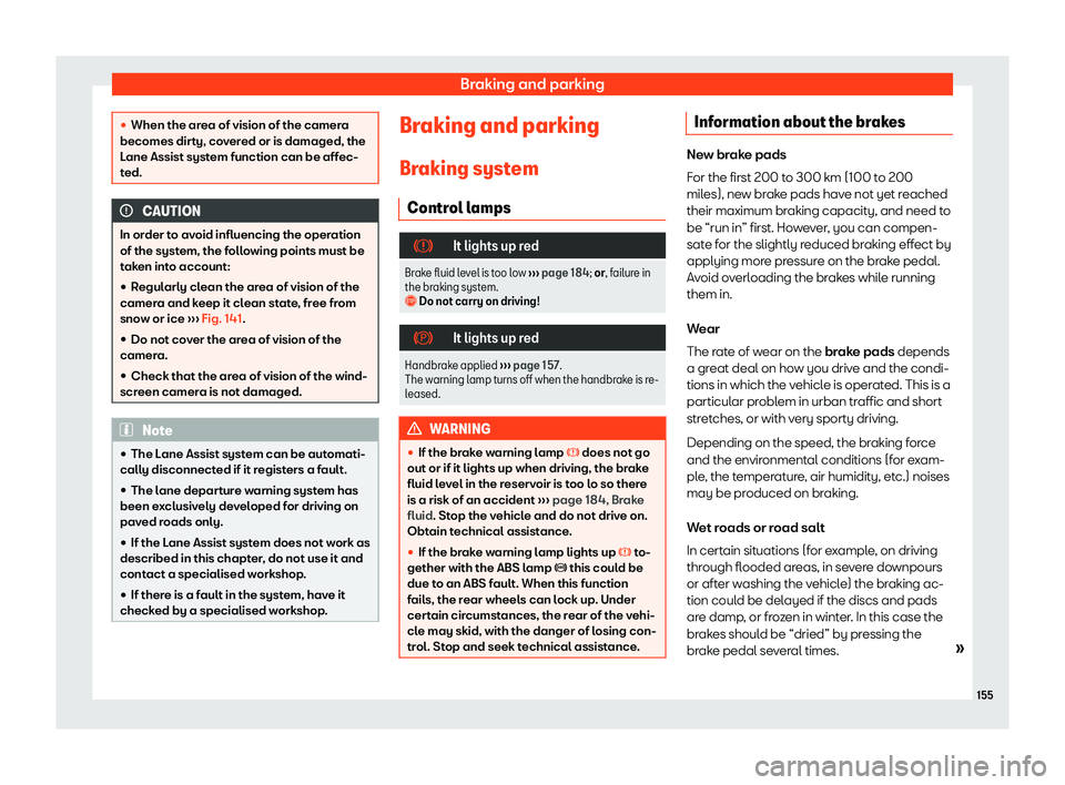 Seat Mii electric 2019  Owners Manual Braking and parking
