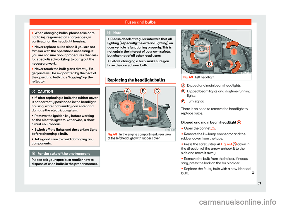 Seat Mii electric 2019  Owners Manual Fuses and bulbs
