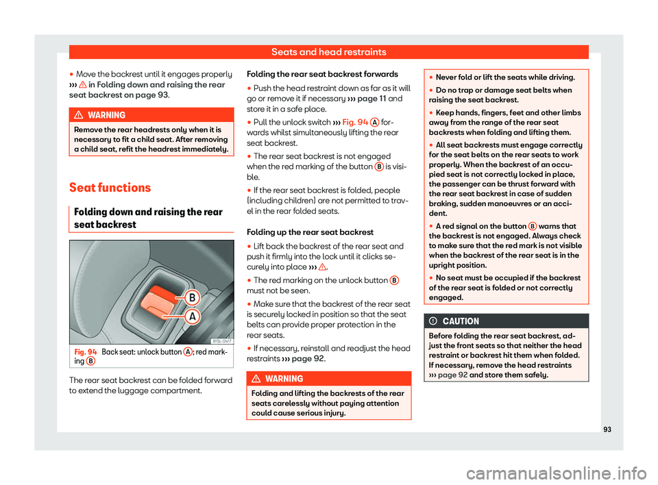 Seat Mii electric 2019 Owners Manual Seats and head restraints
