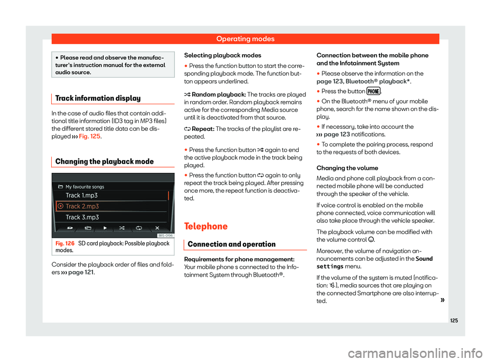 Seat Mii electric 2020  Owners manual Operating modes
