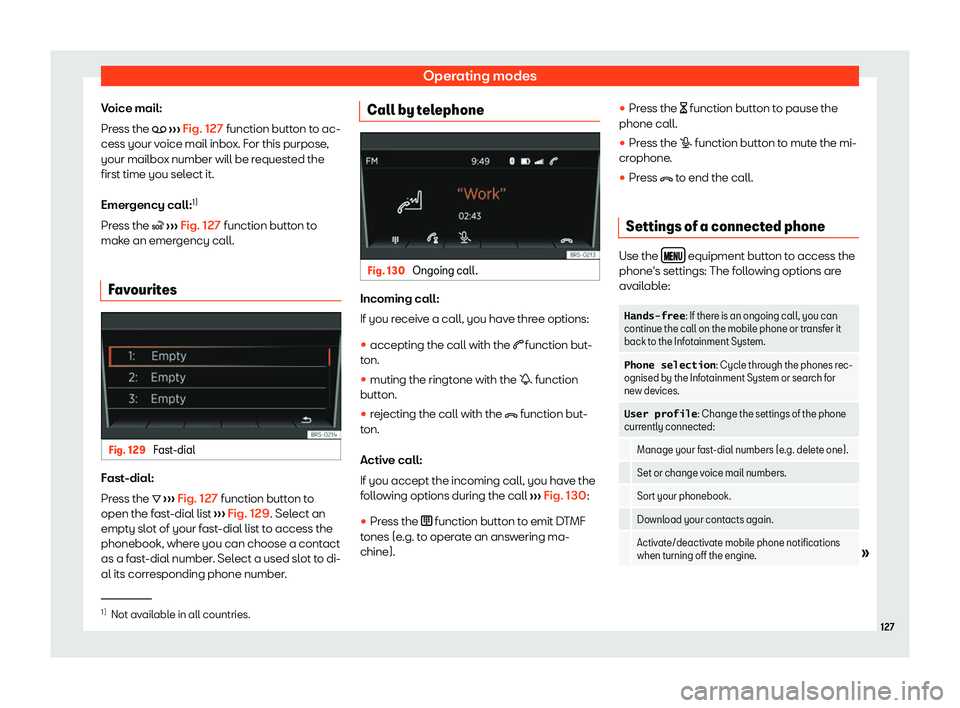 Seat Mii electric 2020  Owners manual Operating modes
Voice mail:
Pr ess the 
�_
 