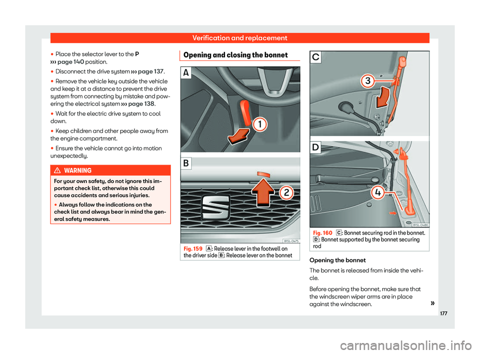 Seat Mii electric 2020  Owners manual Verification and replacement
