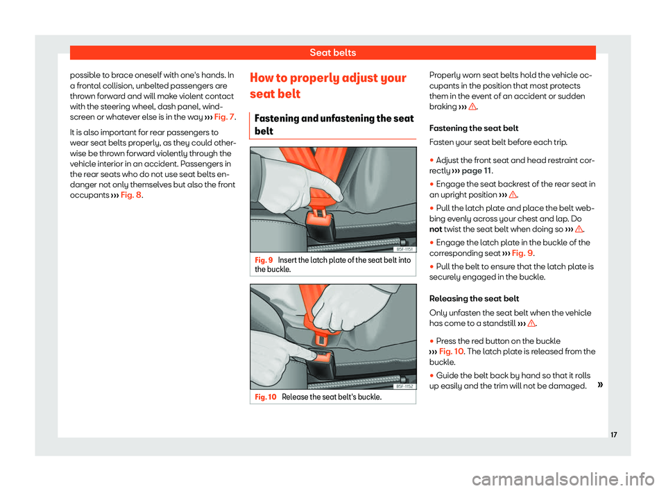 Seat Mii electric 2020 User Guide Seat belts
possible to brace oneself with one