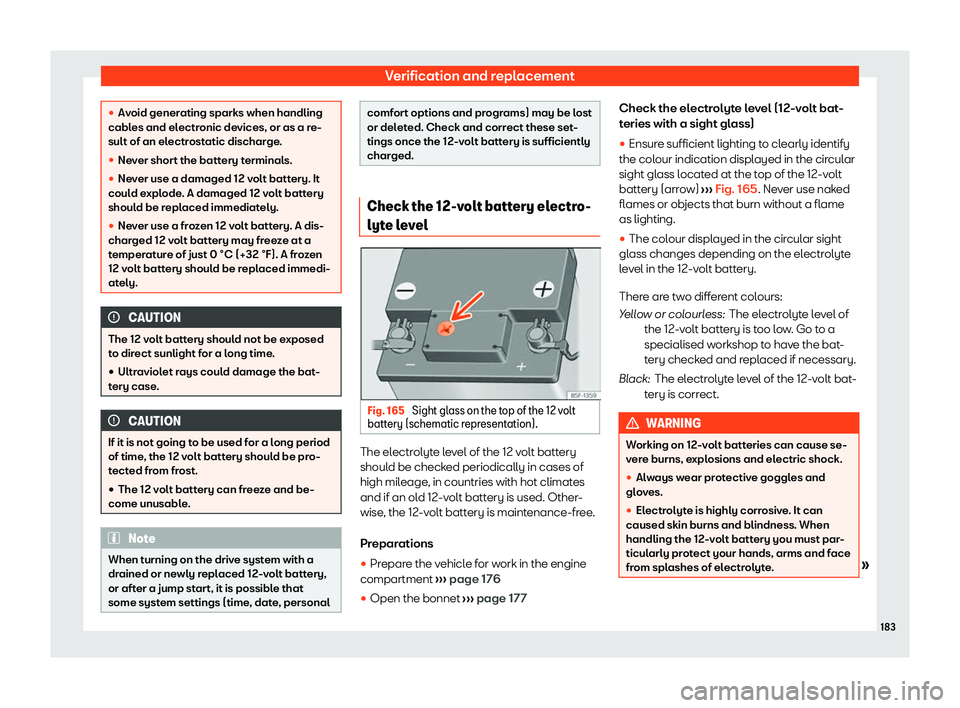 Seat Mii electric 2020  Owners manual Verification and replacement
