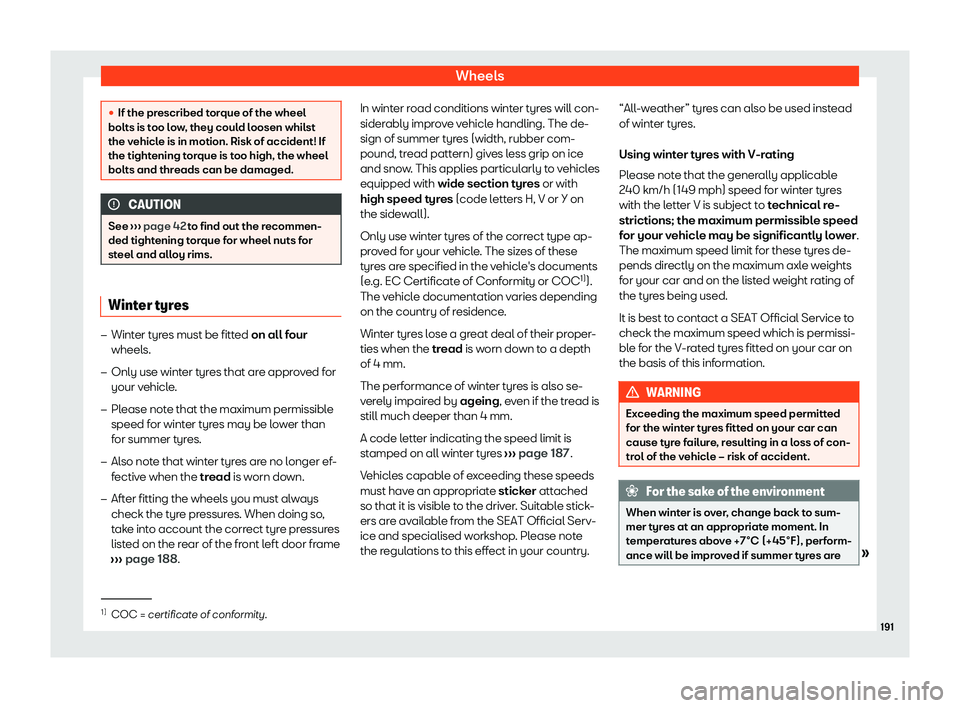 Seat Mii electric 2020  Owners manual Wheels
