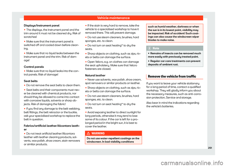 Seat Mii electric 2020  Owners manual Vehicle maintenance
Displays/instrument panel
