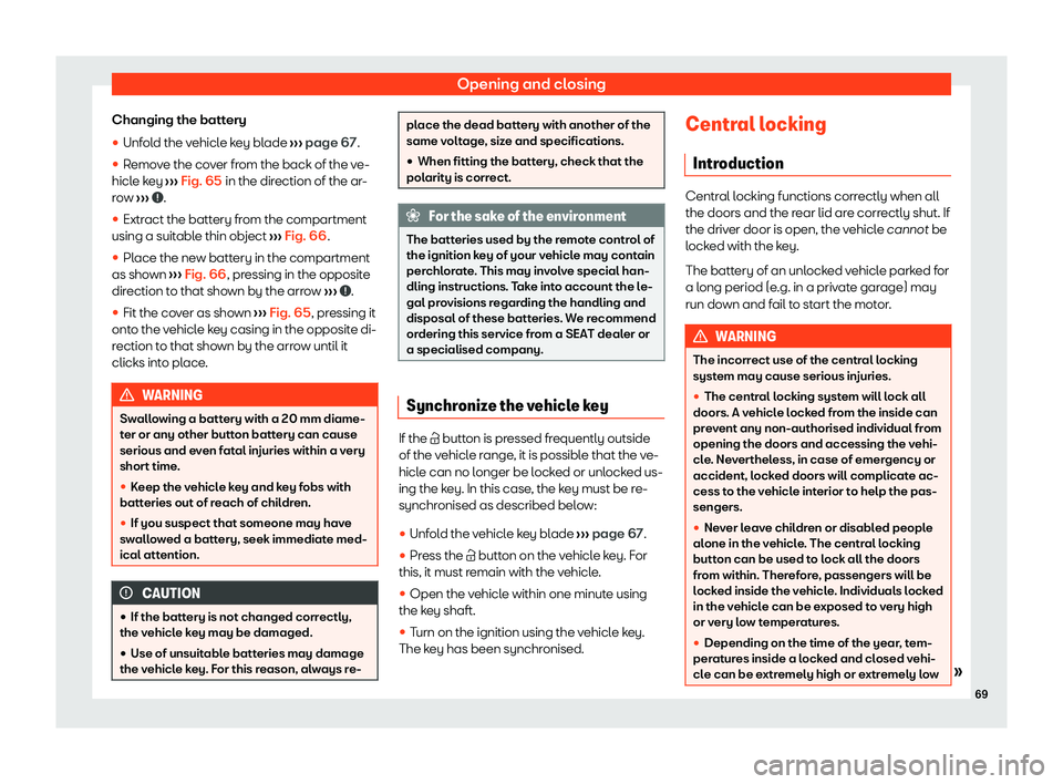 Seat Mii electric 2020 Manual PDF Opening and closing
Changing the battery

